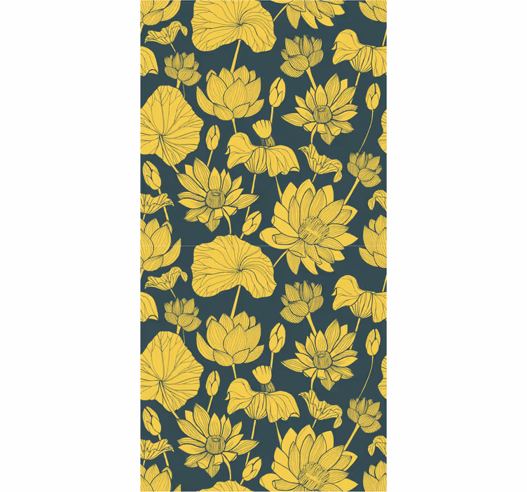 Yellow blooming lotus flower wallpaper - TenStickers