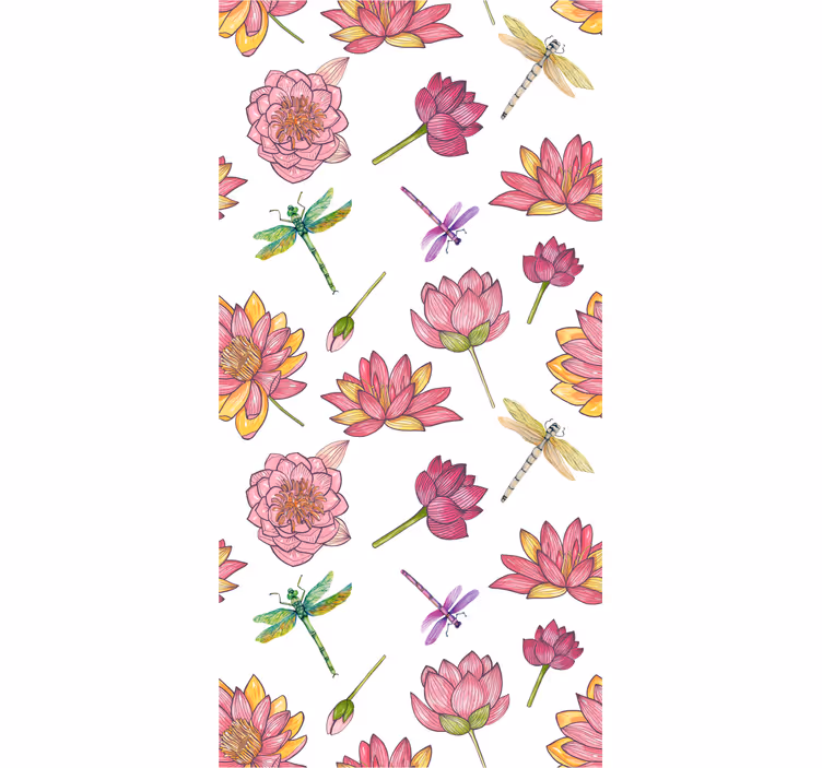 Floral Dragonfly Fusion flower wallpaper - TenStickers