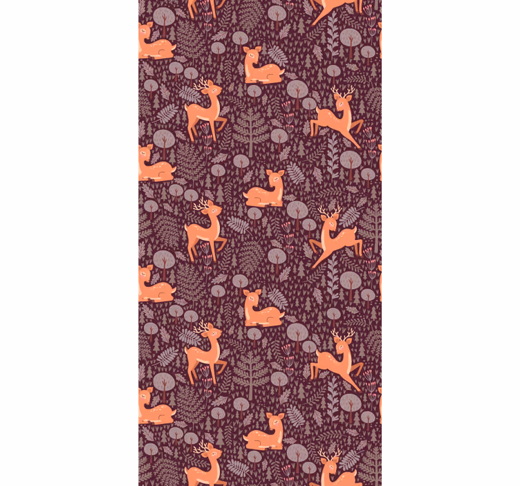 Fawn Forest Pattern animal wallpaper - TenStickers