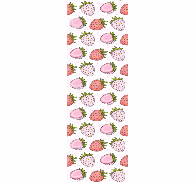 Seamless pink and red strawberries wallpaper - TenStickers