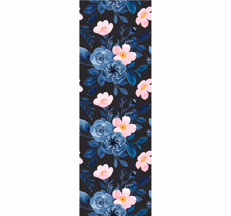 Flower pattern on black background wallpaper - TenStickers