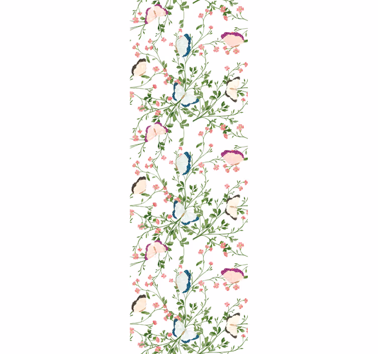 Botanical Butterfly floral ornament wallpaper - TenStickers