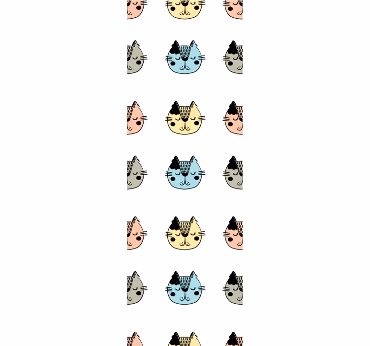 Cartoon Feline Faces cat wallpaper - TenStickers
