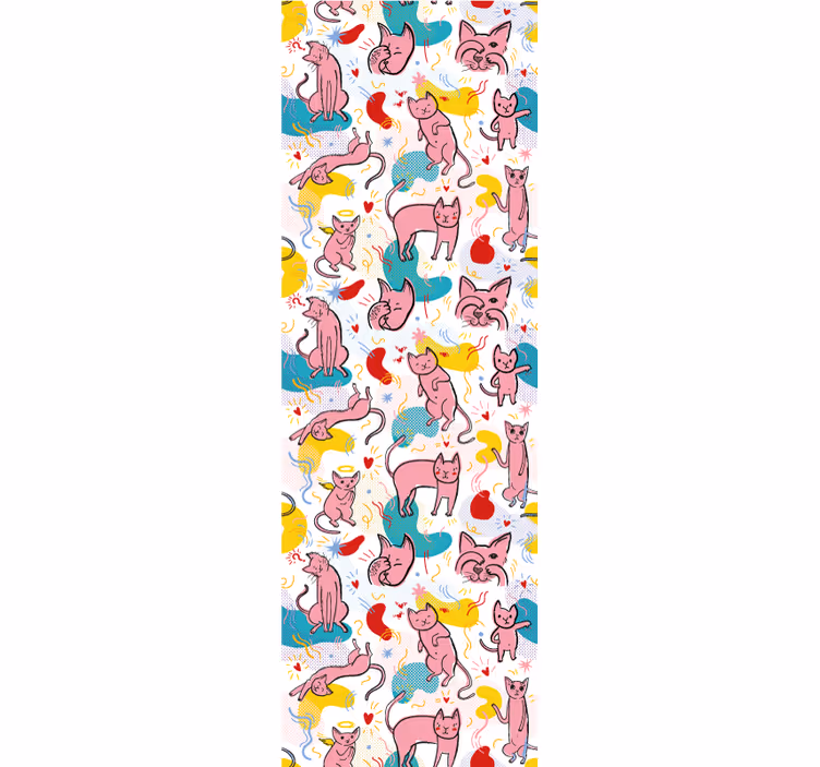 Playful Feline Patterns cat wallpaper - TenStickers