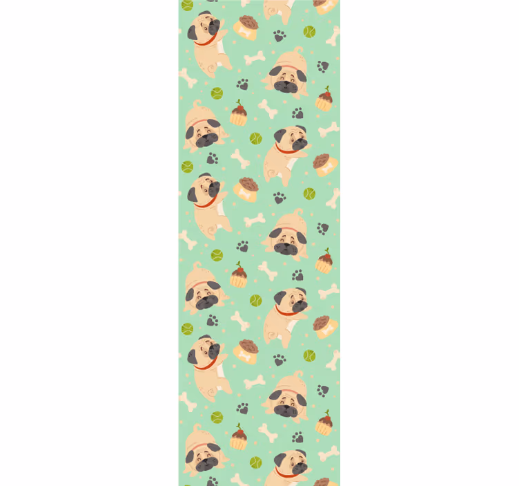 Pug Pattern Play dogs wallpaper - TenStickers