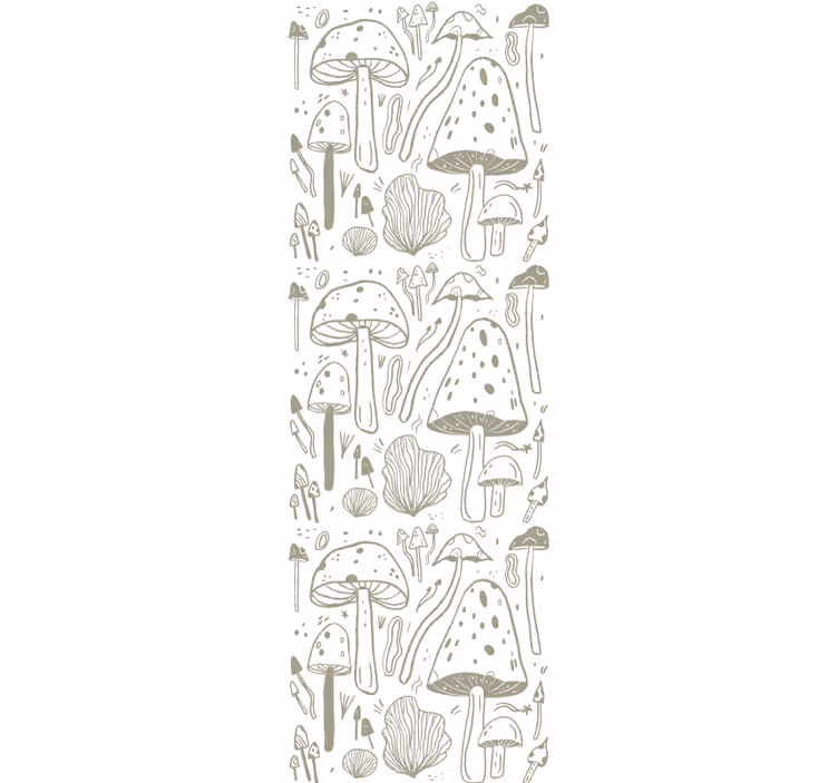 Beige mushrooms pattern Flower Wallpaper - TenStickers