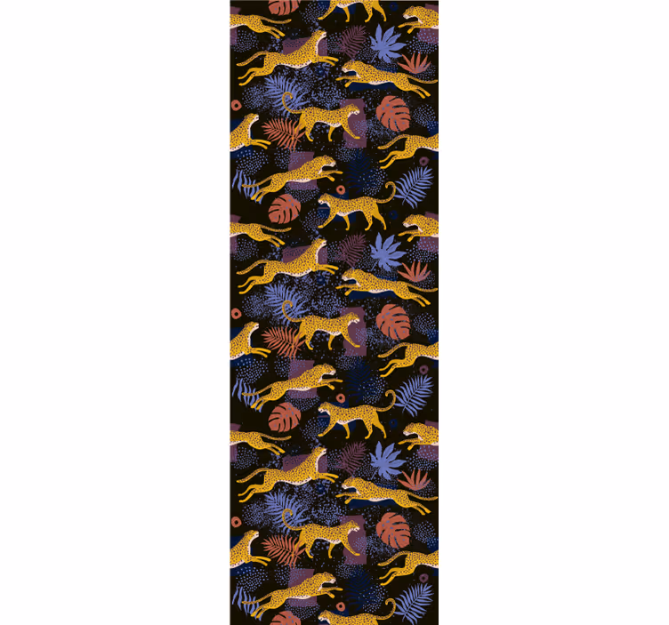 Tropical leaves leopards in the dark wallpaper - TenStickers