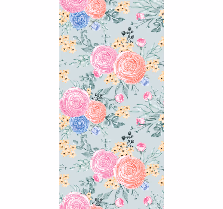 Delicate pastel flowers Flowery Wallpaper - TenStickers