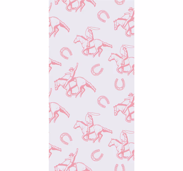 Pink cowboy horse pattern Bedroom wallpaper - TenStickers