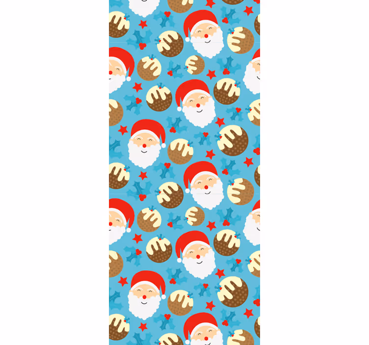 Festive Santa Pattern christmas wallpaper - TenStickers