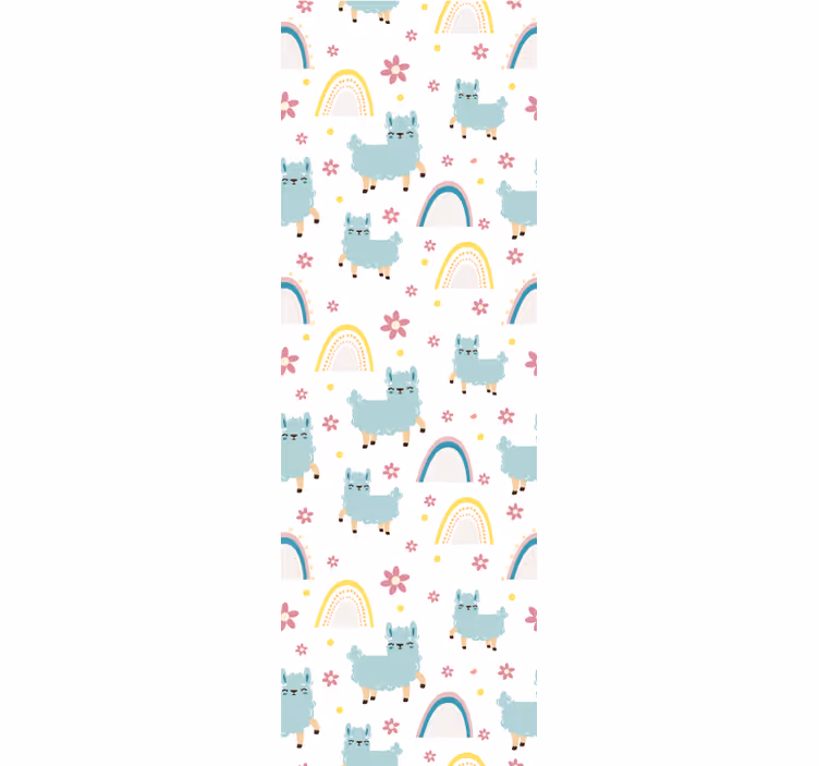 Alpaca Rainbow Pattern nursery wallpaper - TenStickers