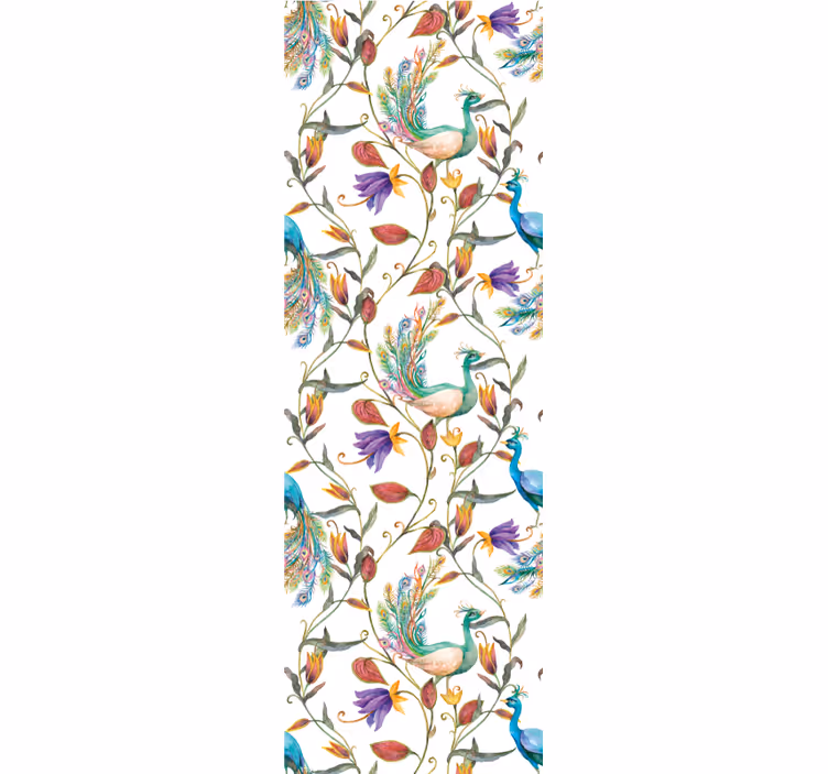 Peacock Botanical Motif ornamental wallpaper - TenStickers