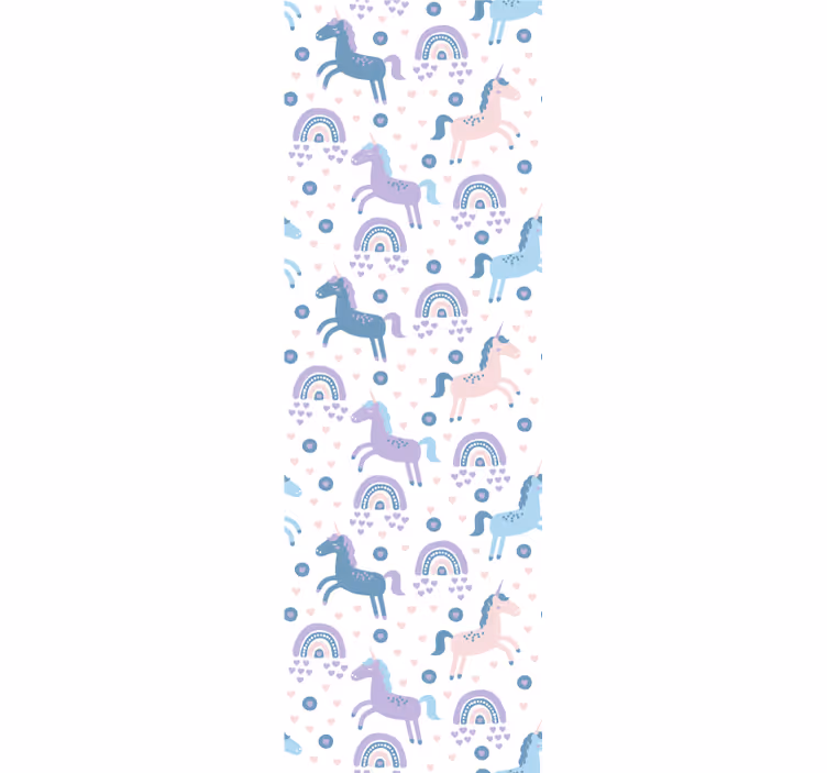Pastel color unicorns pattern Art Wallpaper - TenStickers