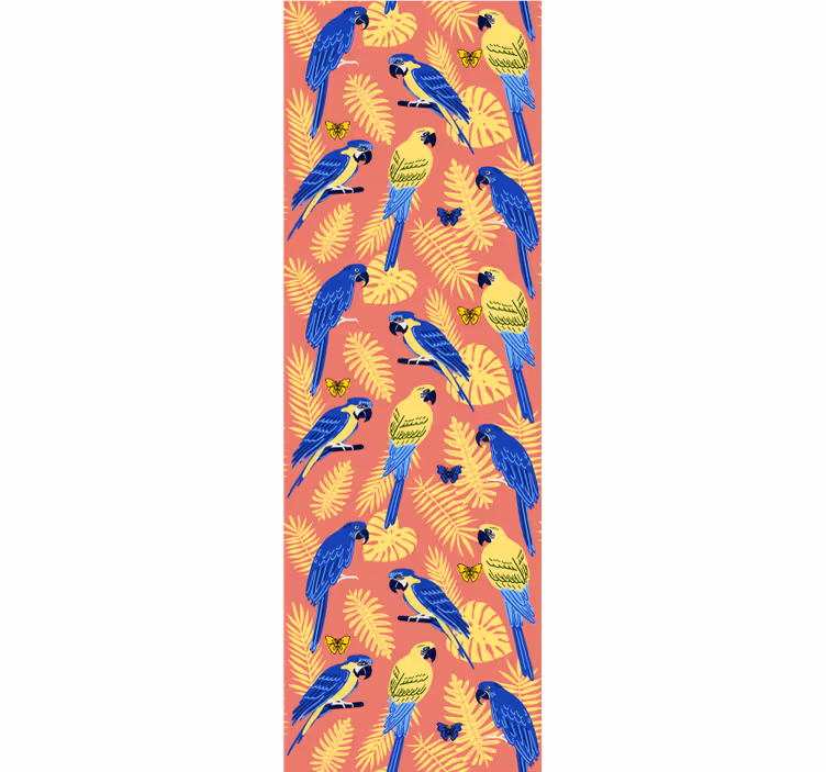 Parrots and butterflies on leaves wallpaper - TenStickers