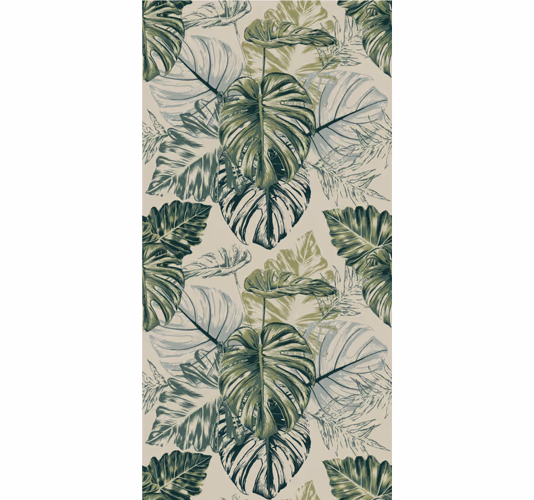 Faded monstera leaves gray Abstract Wallpaper - TenStickers