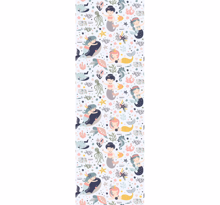 Cute cartoon mermaid pattern Bathroom wallpaper - TenStickers