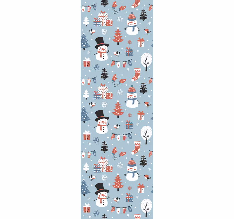 White snowmen and presents pattern wallpaper - TenStickers