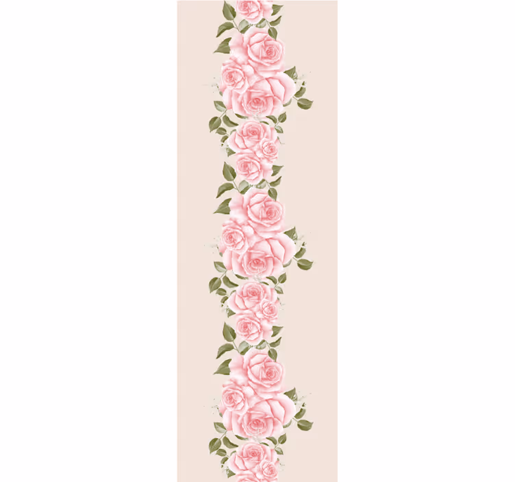 Vintage pink rose pattern flower wallpaper - TenStickers