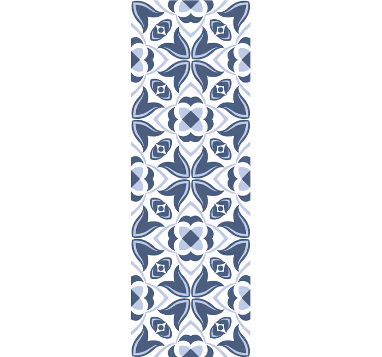 Blue Geometric Flowers tile wallpaper - TenStickers