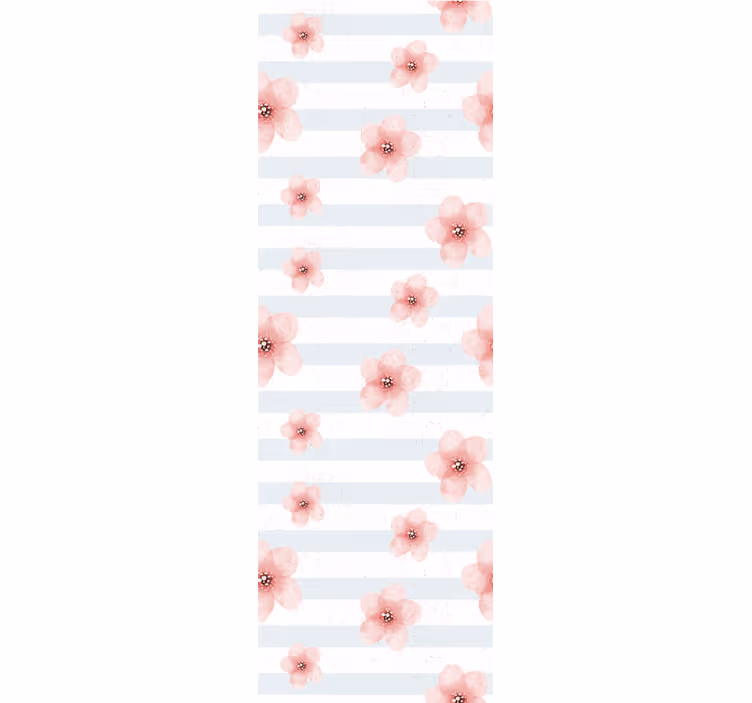 Pink Floral Stripes flower wallpaper - TenStickers