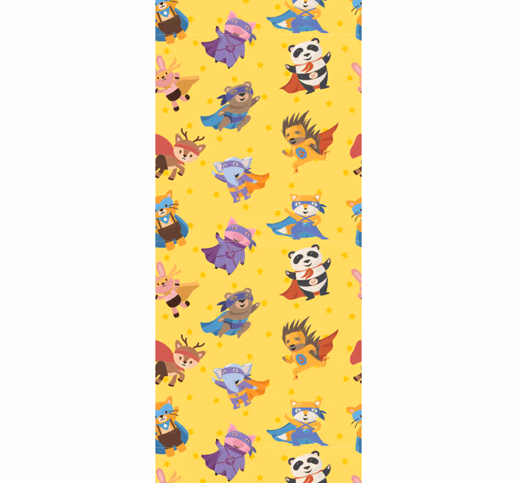 Superhero pets pattern children wallpaper - TenStickers