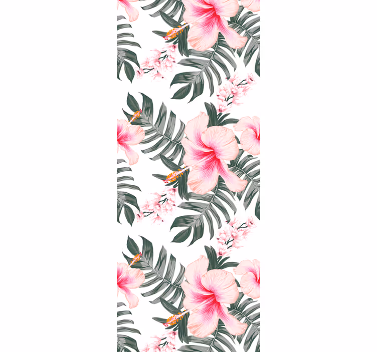 Orchid rose pattern flowery wallpaper - TenStickers