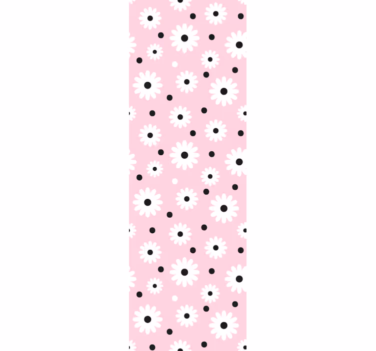Pink black dots flower Childrens Wallpaper - TenStickers