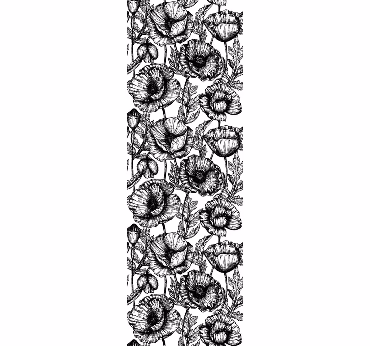 Black Floral Pattern flower wallpaper - TenStickers