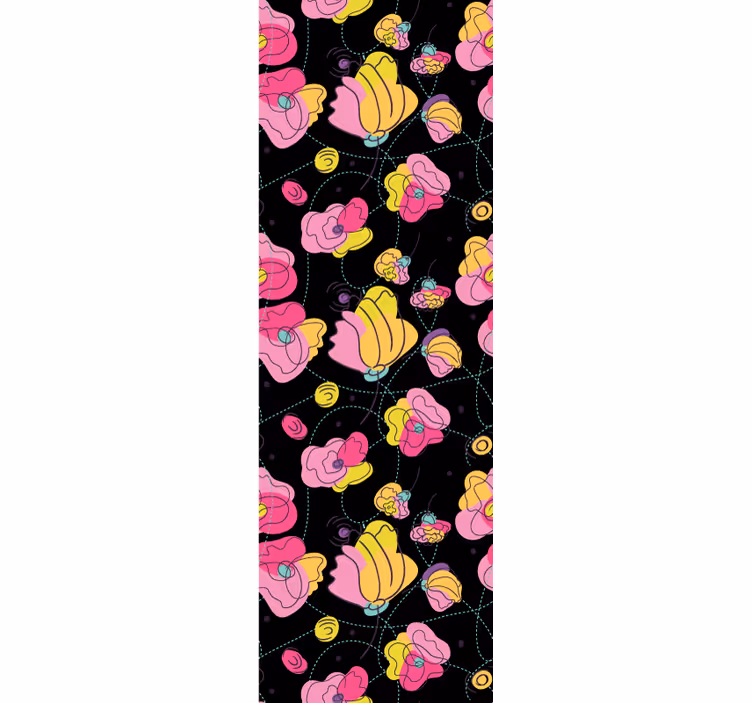 Black abstract composition flower wallpaper - TenStickers