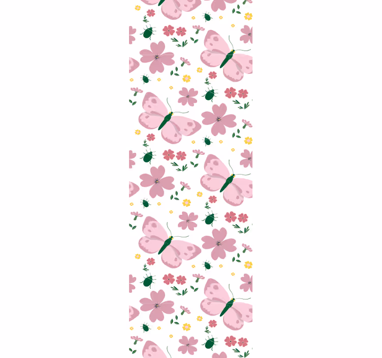Pink Flowers butterfly wallpaper - TenStickers