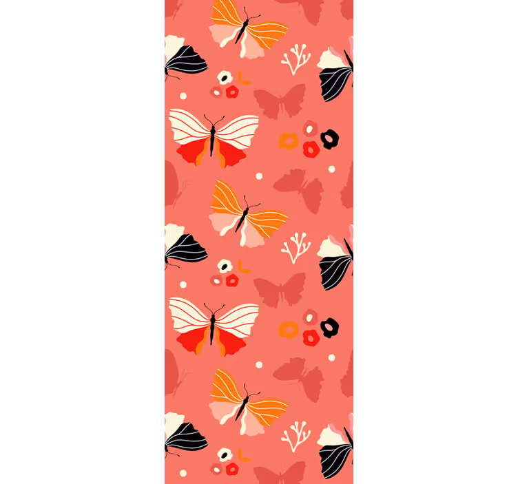 Red colorful pattern butterfly wallpaper - TenStickers