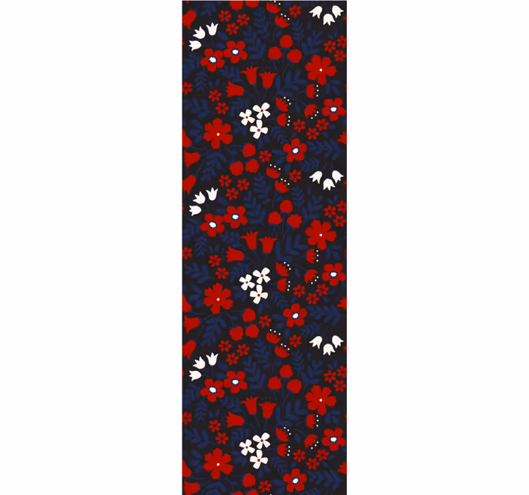 Dark blue and red pattern flower wallpaper - TenStickers