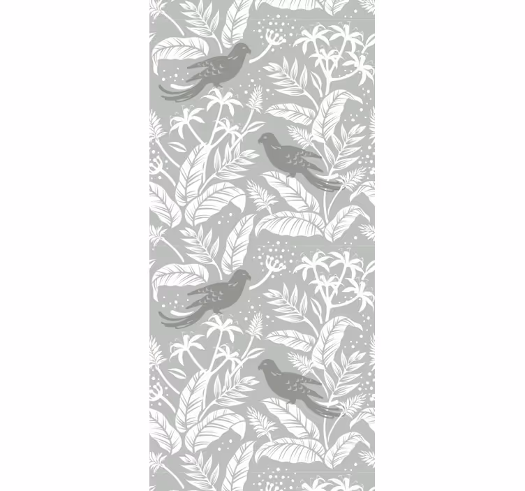Serene gray birds leaf wallpaper - TenStickers