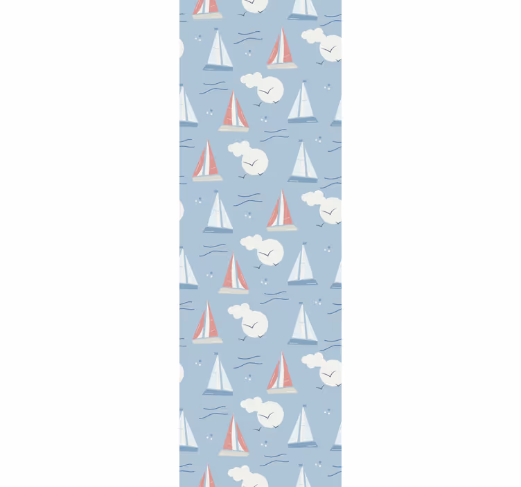 Sailboats and clouds kids wallpaper - TenStickers