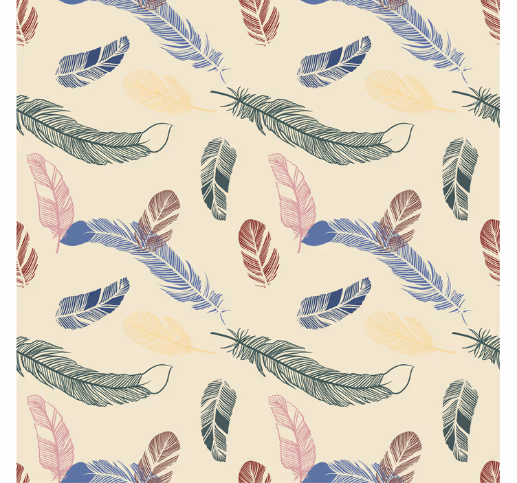 Colored feathers Kids wallpaper - TenStickers