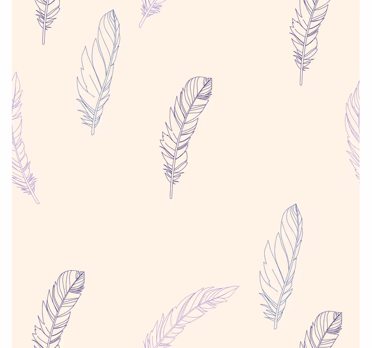 Illustrated Feathers Living Room Wallpaper - TenStickers