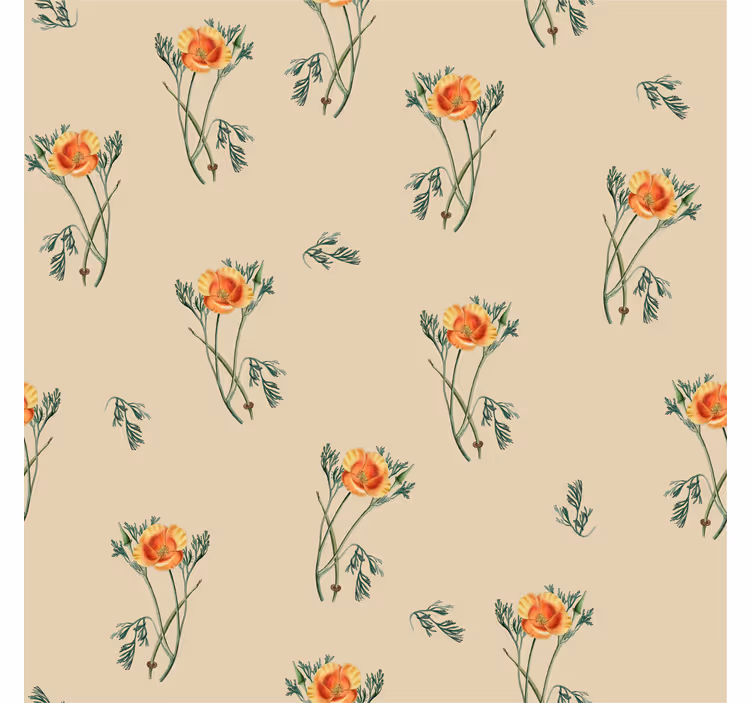 Orange flower Living room wallpaper - TenStickers