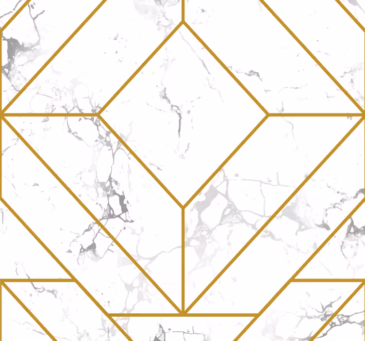Gold and white geometric Living room wallpaper - TenStickers