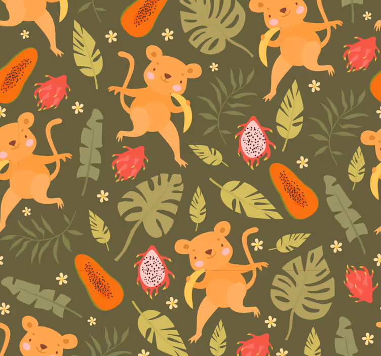 Playful Feline Motif animal wallpaper - TenStickers