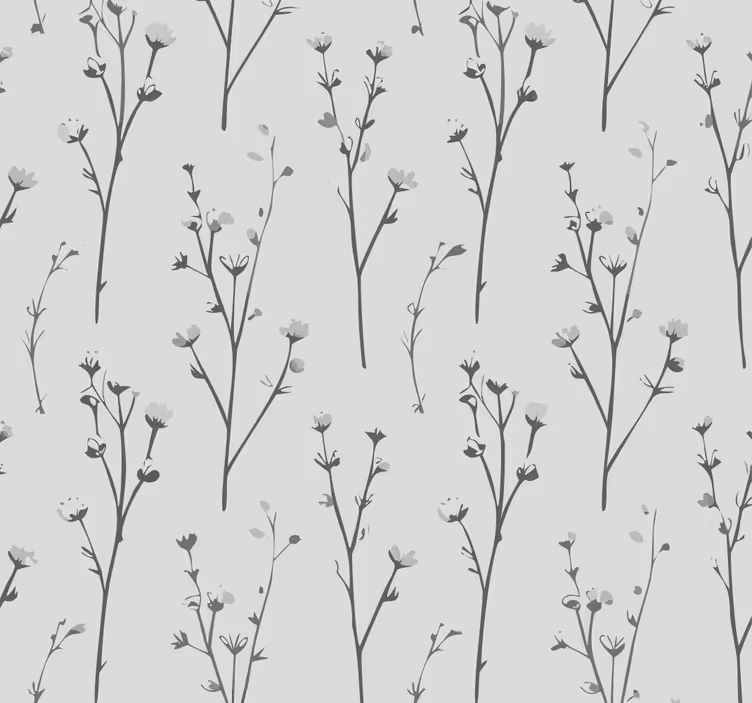 Cotton tree pattern gray wallpaper - TenStickers