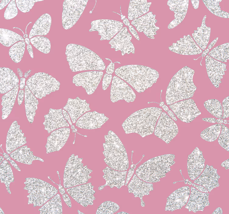 Pink pattern butterflies wallpaper - TenStickers