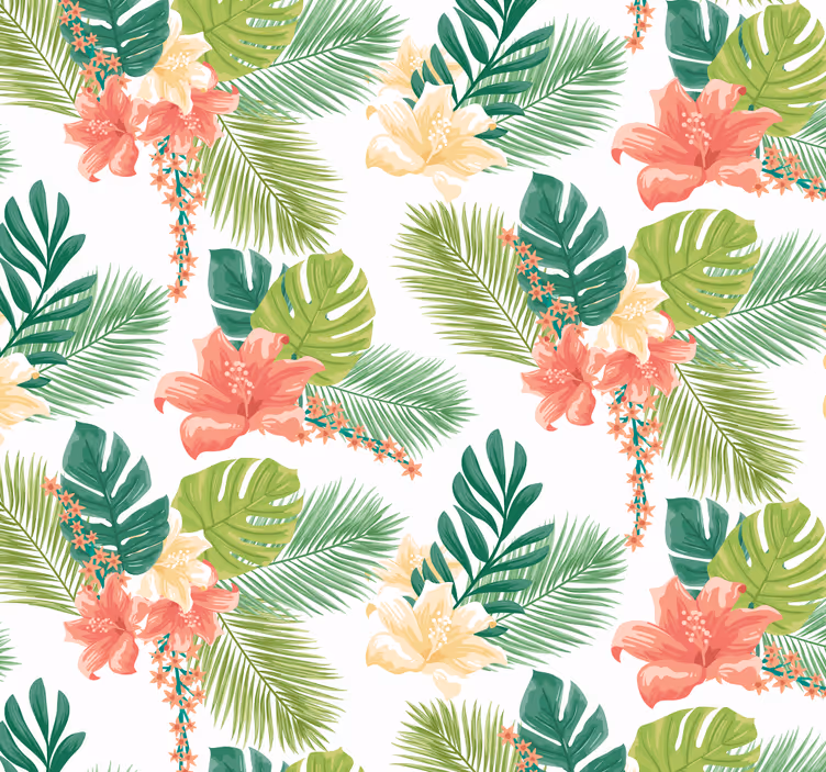 Tropical Foliage Bloom nature wallpaper - TenStickers