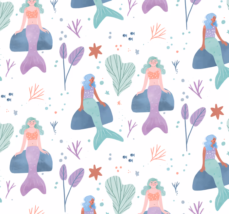 Mermaid Fantasy kids wallpaper - TenStickers