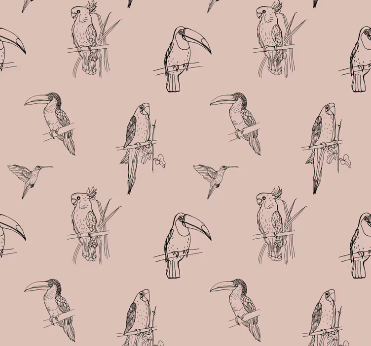 Avian Sketch Motif birds wallpaper - TenStickers
