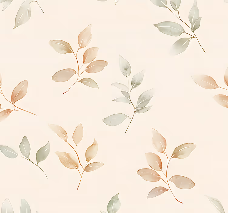 Beige leaves design entryway wallpaper - TenStickers