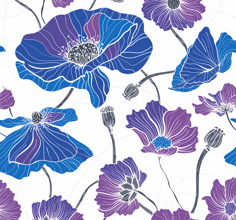 Floral Bloom Scene flower wallpaper - TenStickers