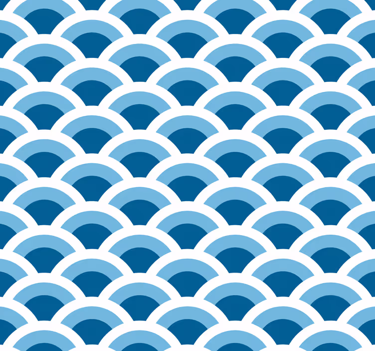 Blue tones fish scales Bathroom Wallpaper - TenStickers