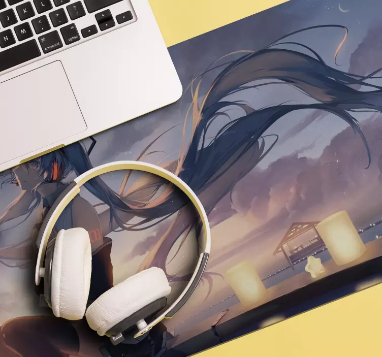 Japanese girl on landscape anime mouse pad - TenStickers