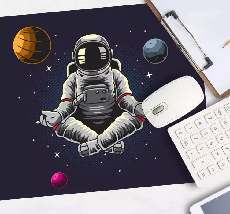 Astronaut meditating planets original mouse pad - TenStickers