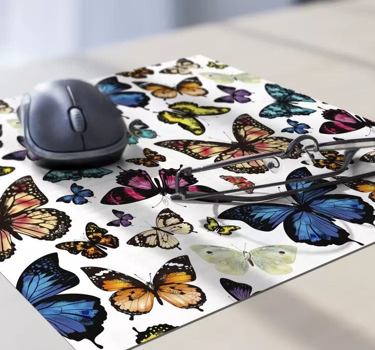 Beautiful and Colorful butterflies mousepad - TenStickers